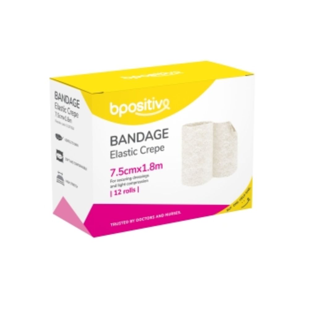 Bpositive Bandage Elastic Crepe 7.5cm X 1.8m