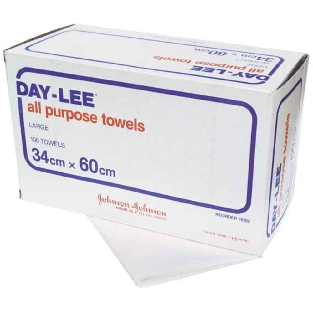 Day-Lee Lint Free All Purpose Towels, J&J DayLee Large, 34 x 60cm, 100/Box - Carton of 12 Box